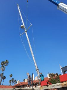 Pulling our sailboat mast