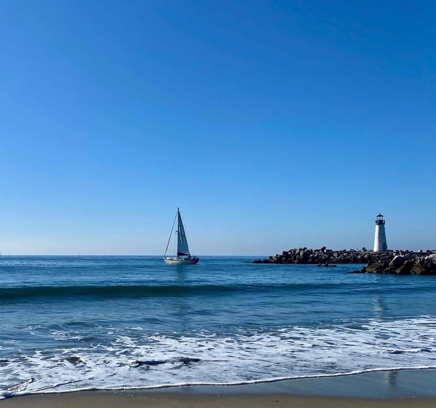 Avocet sailing out of Santa Cruz Harbor