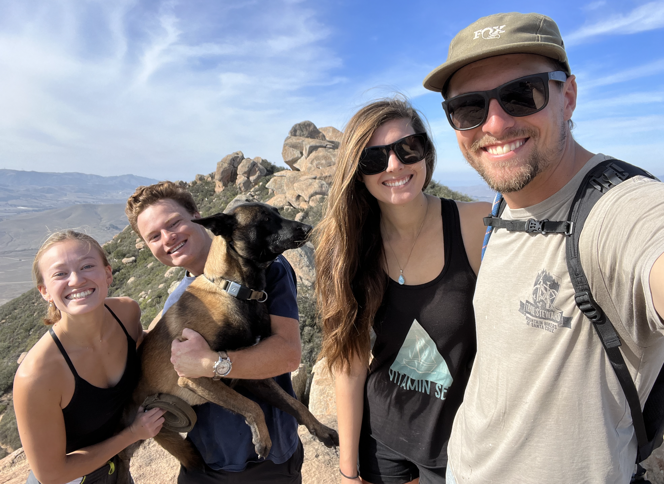 Olivia, Peter, Harlow and the Neely's at the top of Bishop Peak!
