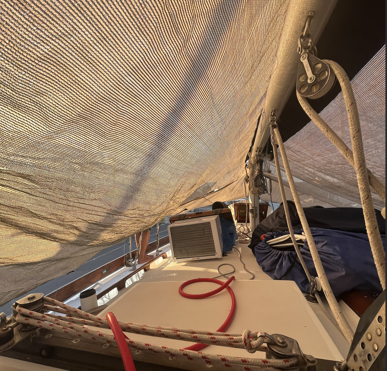 Sunshades on a sailboat